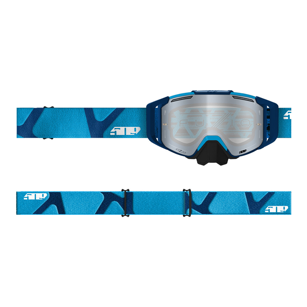 509 Sinister MX6 Fuzion Flow Goggle - Cyan Navy Hextant (Clear/Chrome Mirror)
